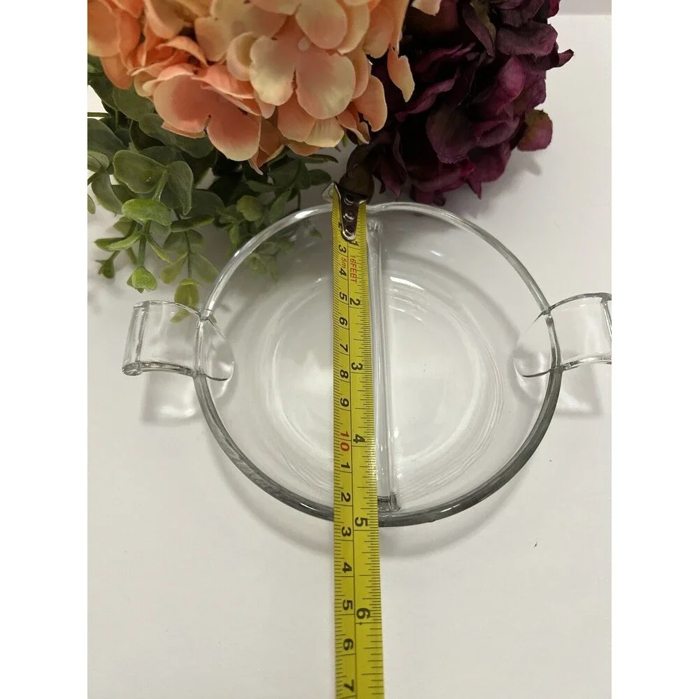 Vintage Clear Glass Divided Relish Dish Candy Nut Bowl w Handles 2 Section